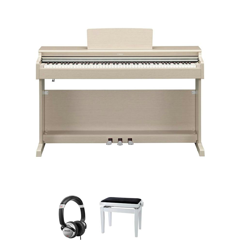 Yamaha YDP164 Digital Piano in White with Stool and Headphones