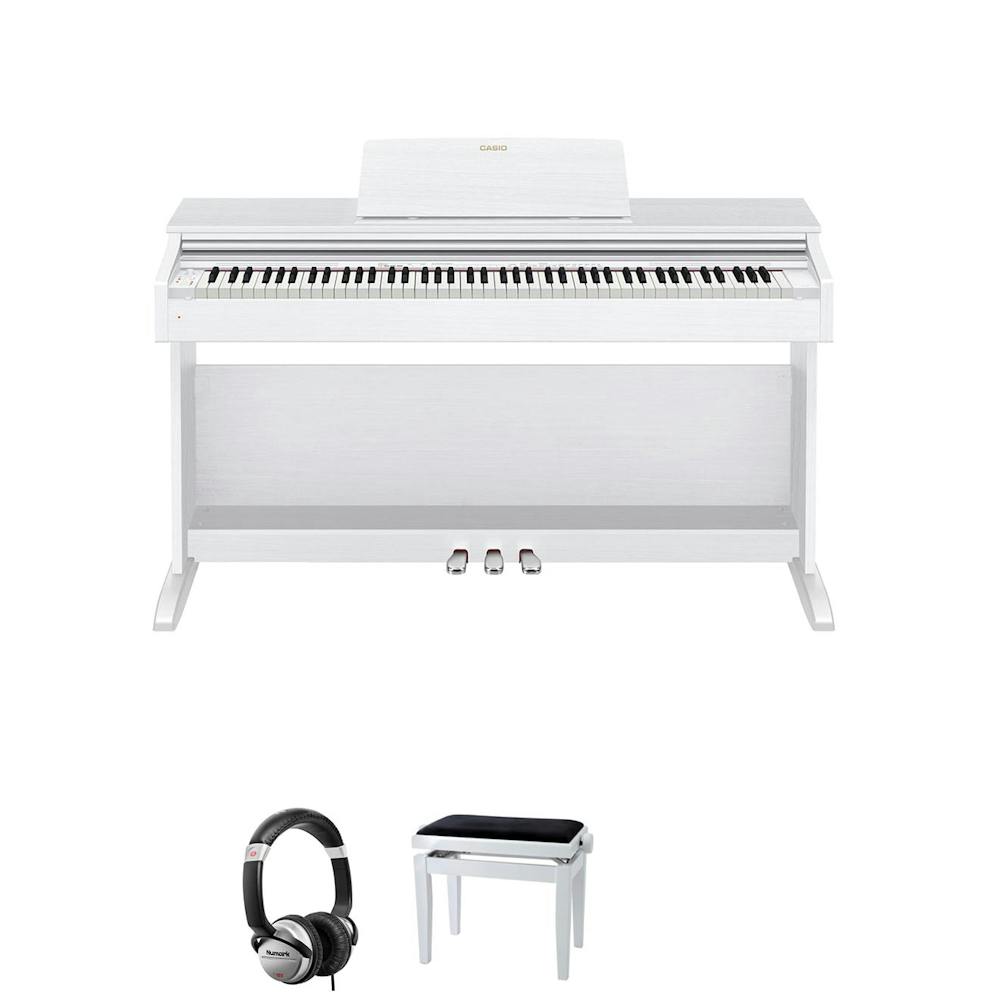 Casio AP-270 in White Bundle With Stool and Headphones