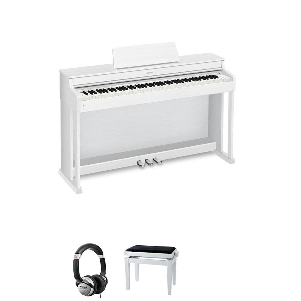 Casio AP-470 in White Bundle with Stool and Headphones