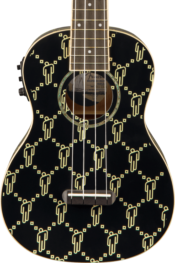 Fender Billie Eilish Signature Ukulele in Black with Blohsh Symbol