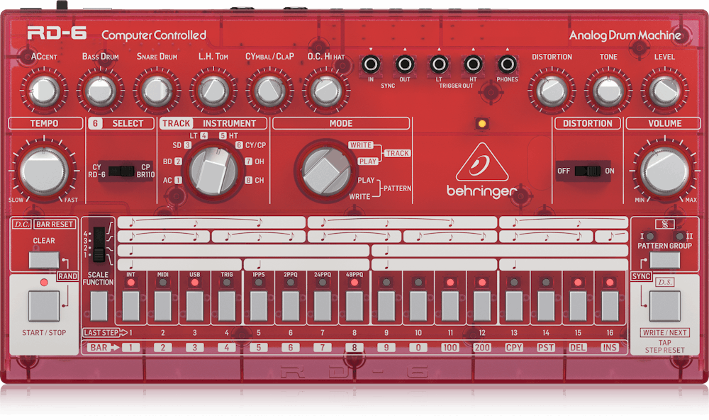 Behringer RD-6-SB Classic Analog Drum Machine in BRIGHT RED