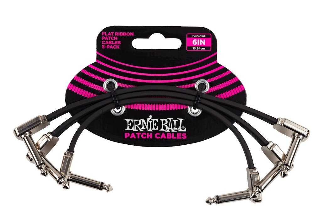 Ernie Ball 6 Inch Flat Ribbon Patch Cable 3 Pack