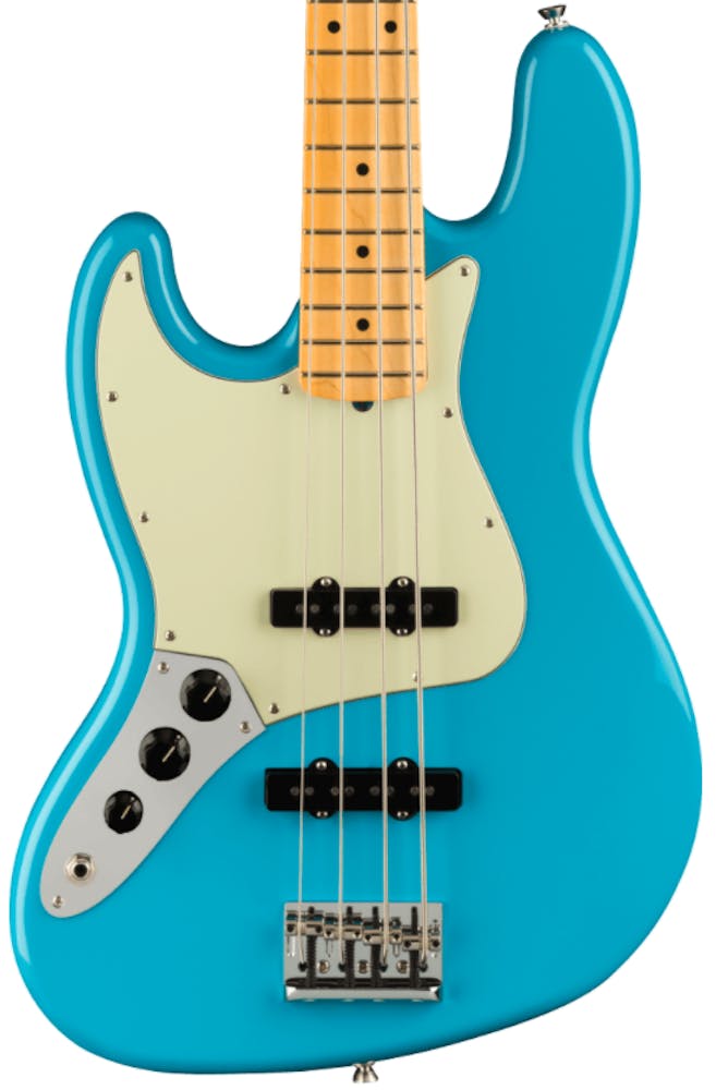 Fender American Professional II Jazz Bass Left Handed In Miami Blue with Maple Fingerboard