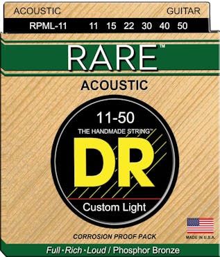 DR Rare Phosphor Bronze Acoustic Guitar Strings Custom Light 11-50