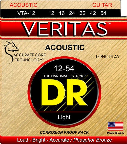 DR Veritas Coated Core Technology Acoustic Guitar Strings Light 12