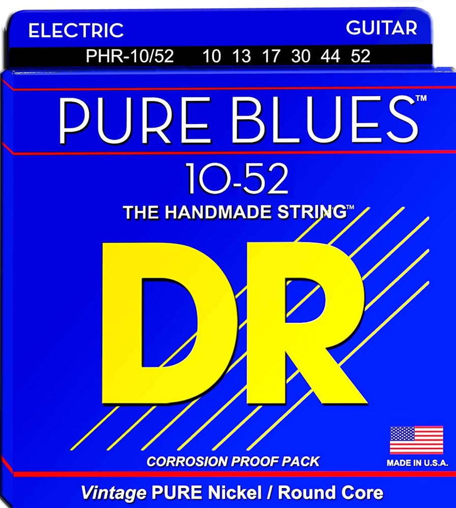 DR Pure Blues Pure Nickel Electric Guitar Strings Medium to Heavy 10-52