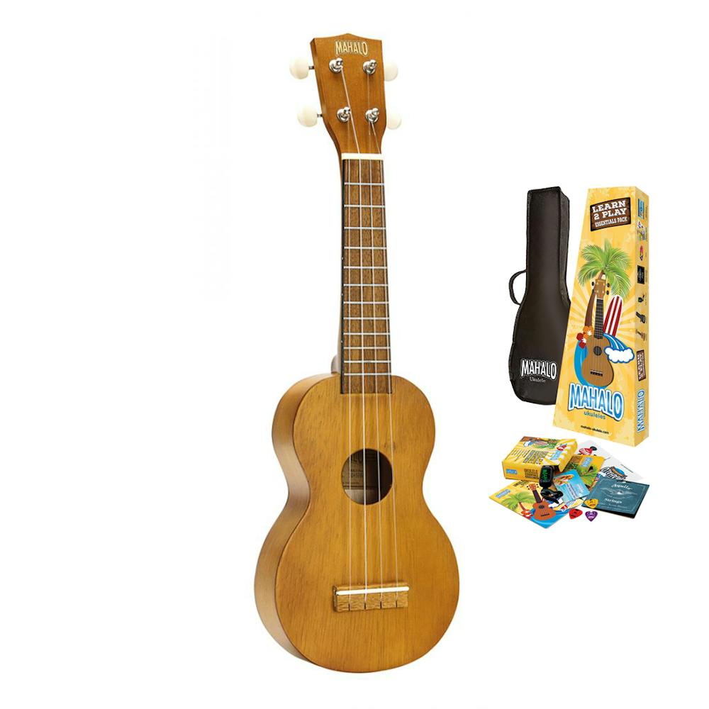 Mahalo Kahiko Ukulele MK1 in Transparent Brown with Essentials Pack