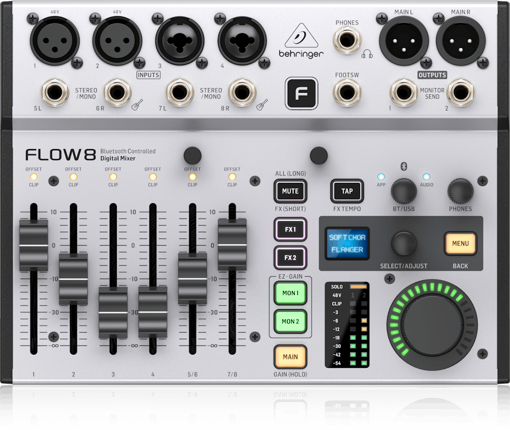 Behringer FLOW 8 - 8-Input Digital Mixer with Bluetooth Audio & App Control