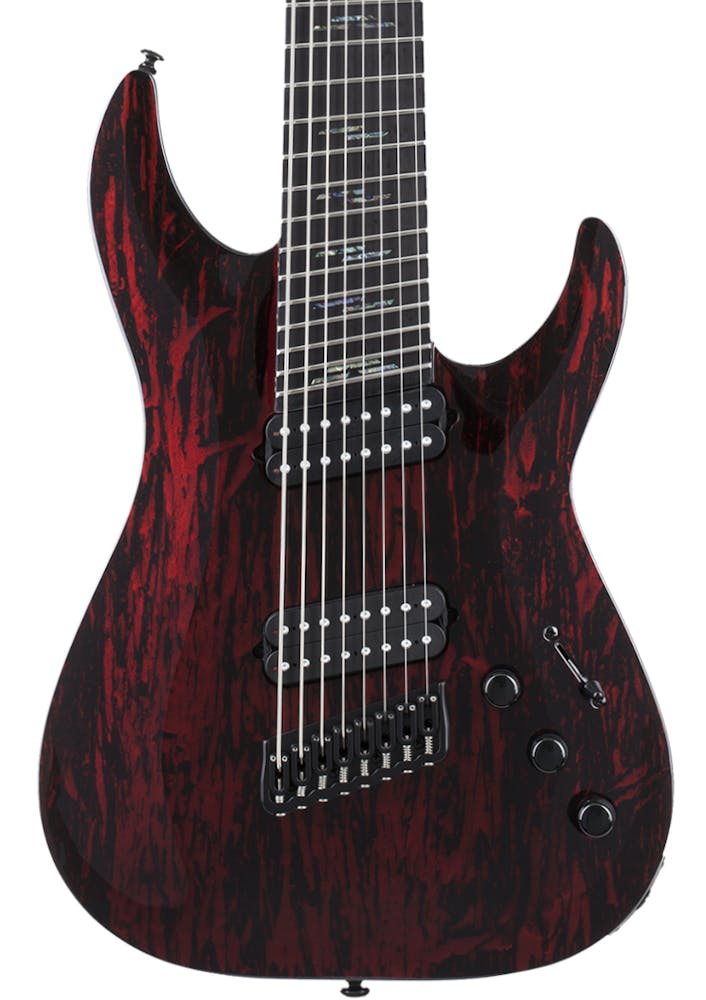 Schecter C-8 Multiscale Silver Mountain in Blood Moon