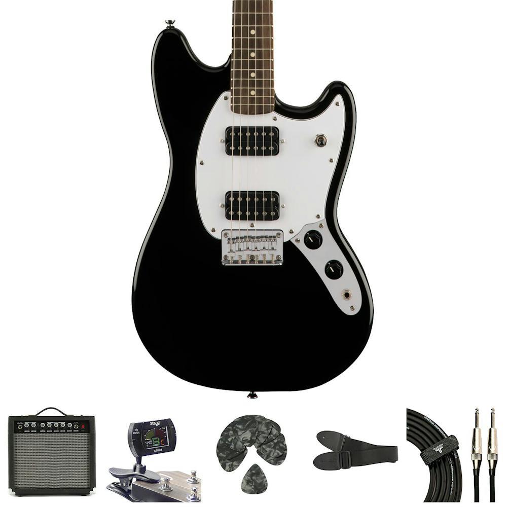 Squier Bullet Mustang HH Black Starter Pack with Accessories