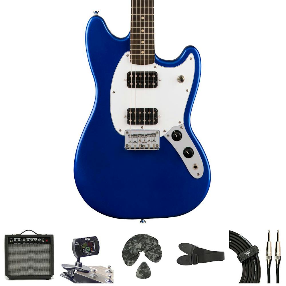 Squier Bullet Mustang HH Blue Starter Pack with Accessories