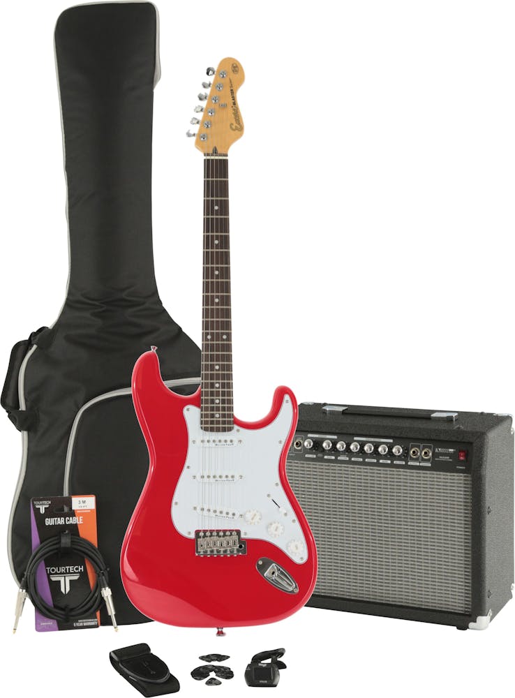 Encore E6 Electric Guitar in Gloss Red Starter Pack with 30W Amp & Accessories