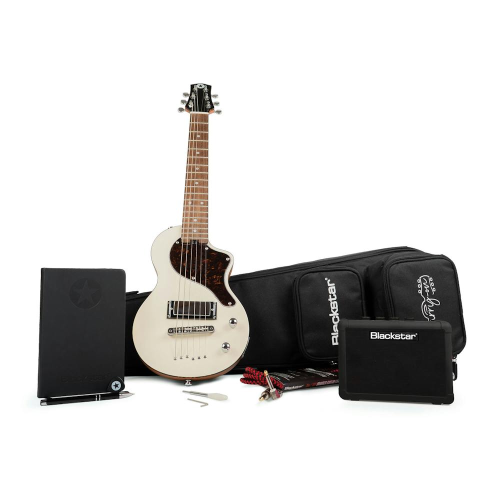 Blackstar Carry-On Deluxe Travel Pack Guitar in White with Fly 3 amp