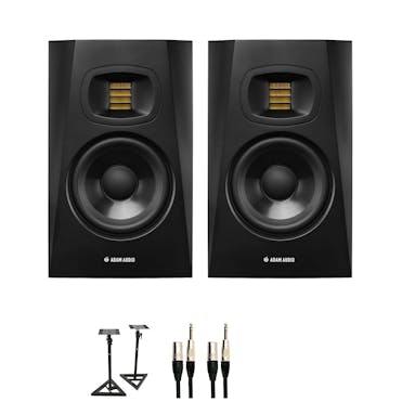 ADAM Audio T5V Studio Monitor Bundle With Stands and Cables