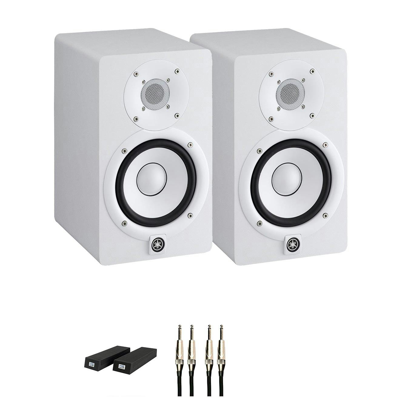 Yamaha HS5 Monitor Bundle in White with RoXdon Monitor Pads and