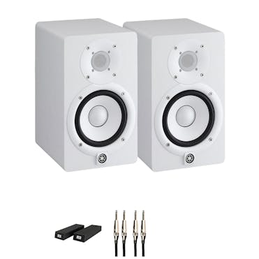 Yamaha HS5 Monitor Bundle in White with RoXdon Monitor Pads and Cables