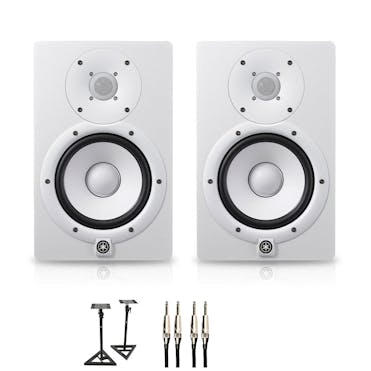 Yamaha HS7 Monitor Bundle in White with Speaker Stands