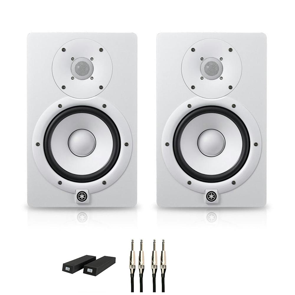 Yamaha HS7 Monitor Bundle in White with Vibro-Pads and Cables