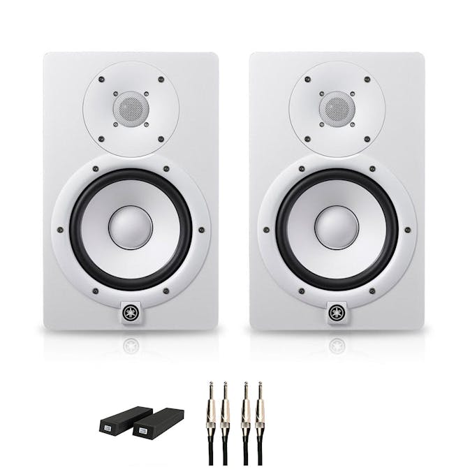 Yamaha HS7 Monitor Bundle in White with RoXdon Monitor Pads and Cables -  Andertons Music Co.