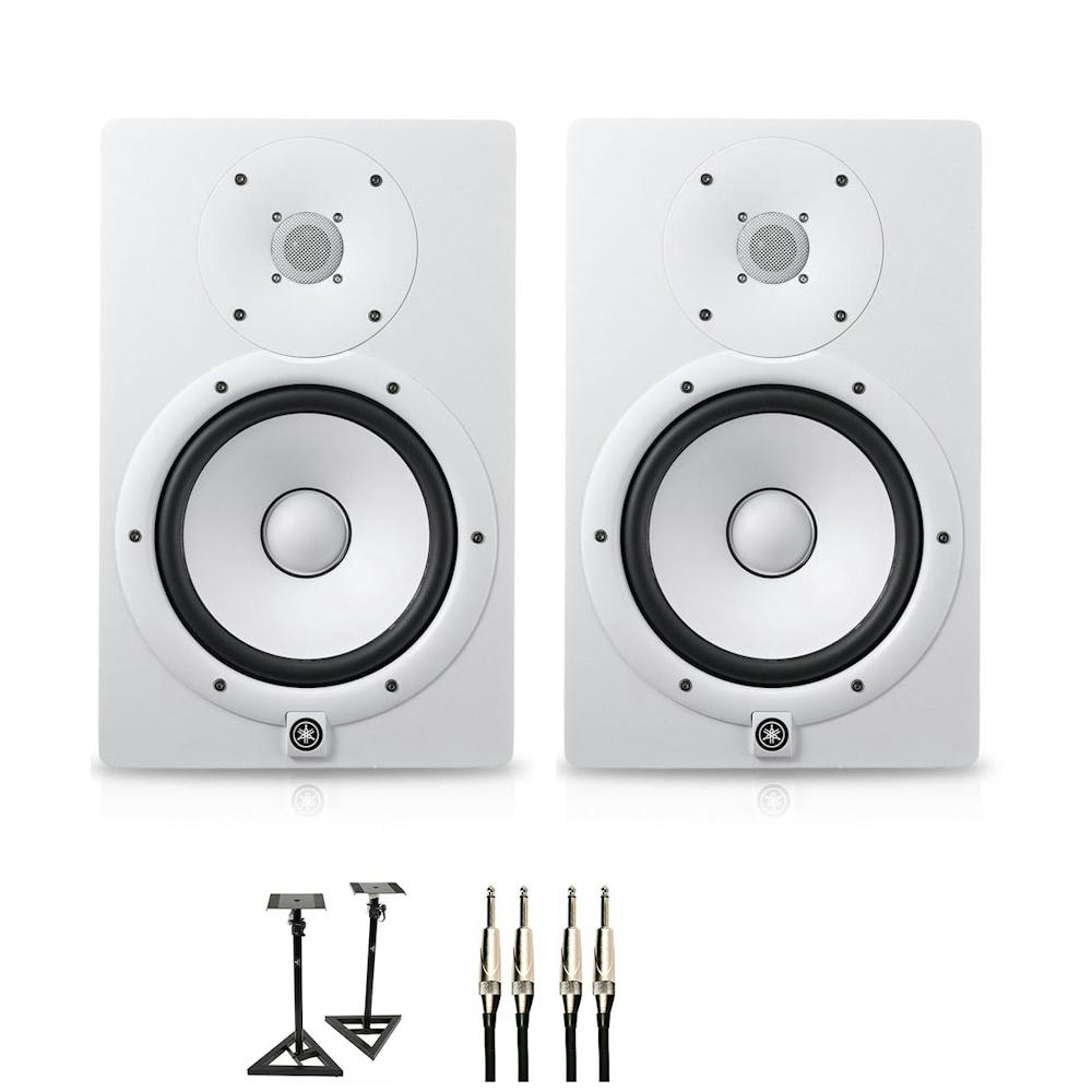 Yamaha HS8 Monitor Bundle in White with Speaker Stands