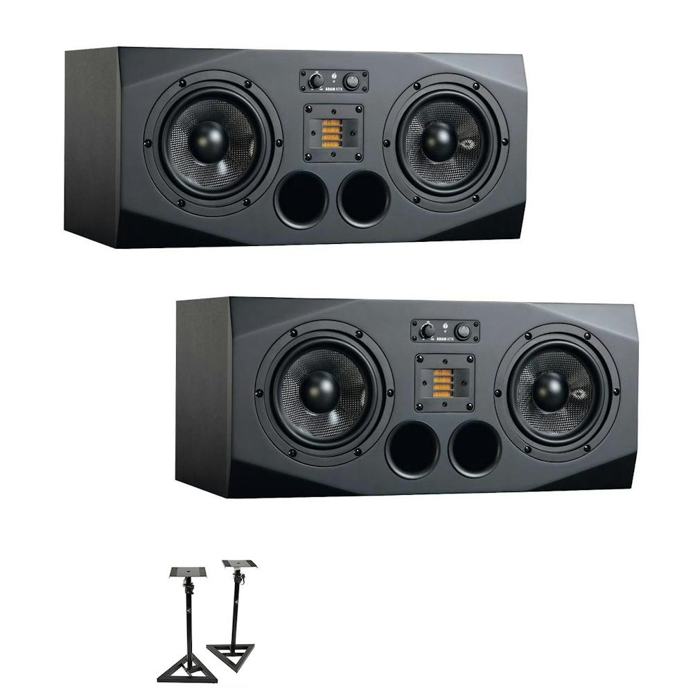 Adam A77X Active Near/Midfield Monitor Bundle With Speaker Stands