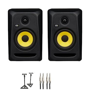 KRK Classic 5 Studio Monitor Bundle with Stands and Cables
