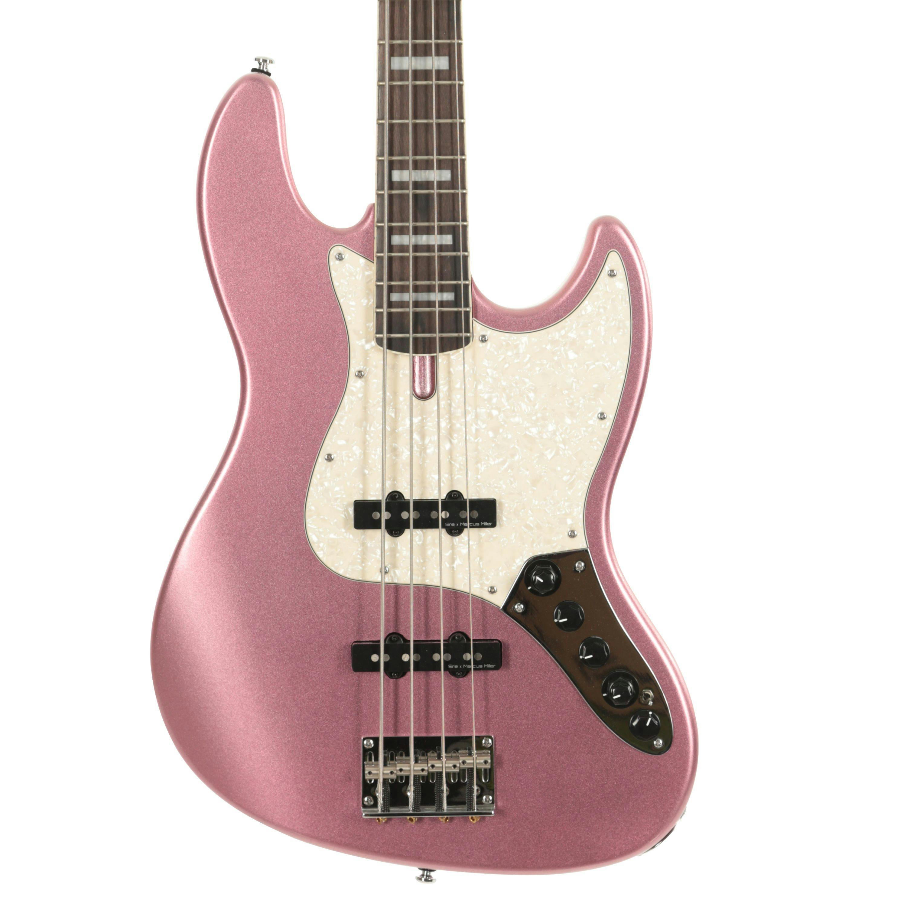 pink bass guitar