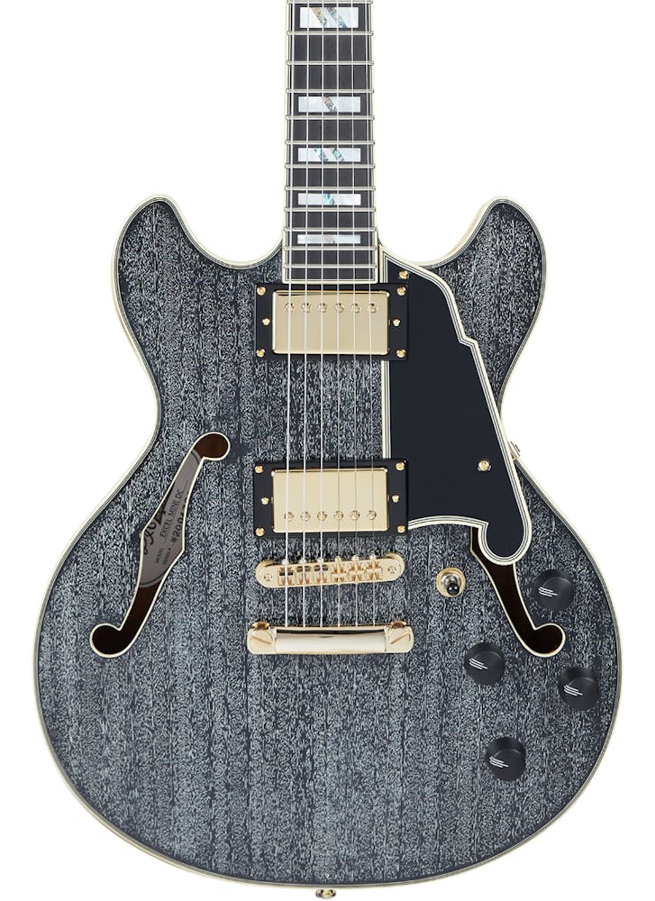 D'Angelico Excel Mini DC Semi-Hollow Electric Guitar in Black Dog
