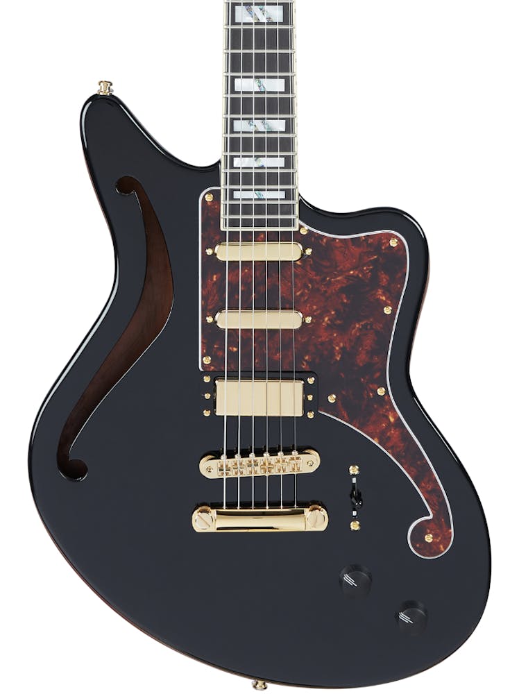 D'Angelico Deluxe Bedford SH Semi-Hollow Electric Guitar in Black