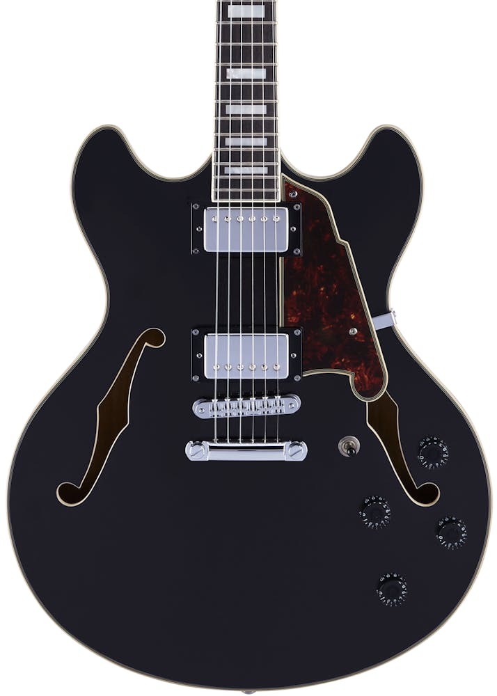 D'Angelico Premier DC Semi-Hollow Electric Guitar in Black Flake