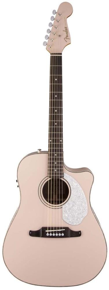 pink fender acoustic