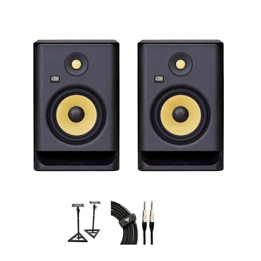 KRK Rokit RP7 G4 Speaker Bundle with Stands and Cables