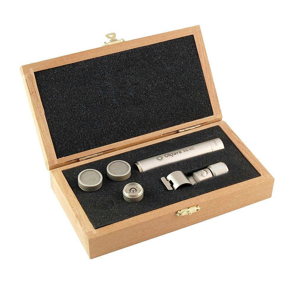 OKTAVA MK-012-02 condenser microphone in Silver with wooden Box (Two capsules per Mic)