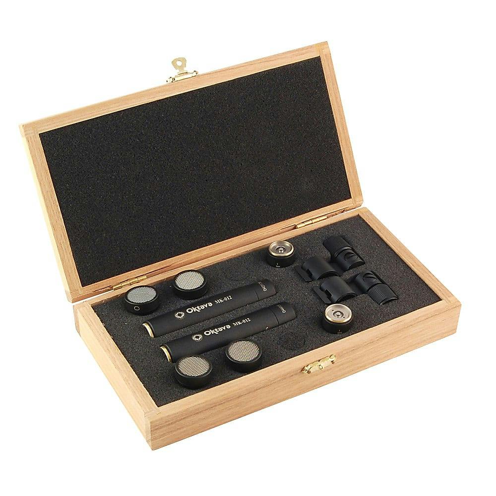 OKTAVA MK-012-02  stereo pair condenser microphone in Black with wooden Box (Two capsules per Mic)