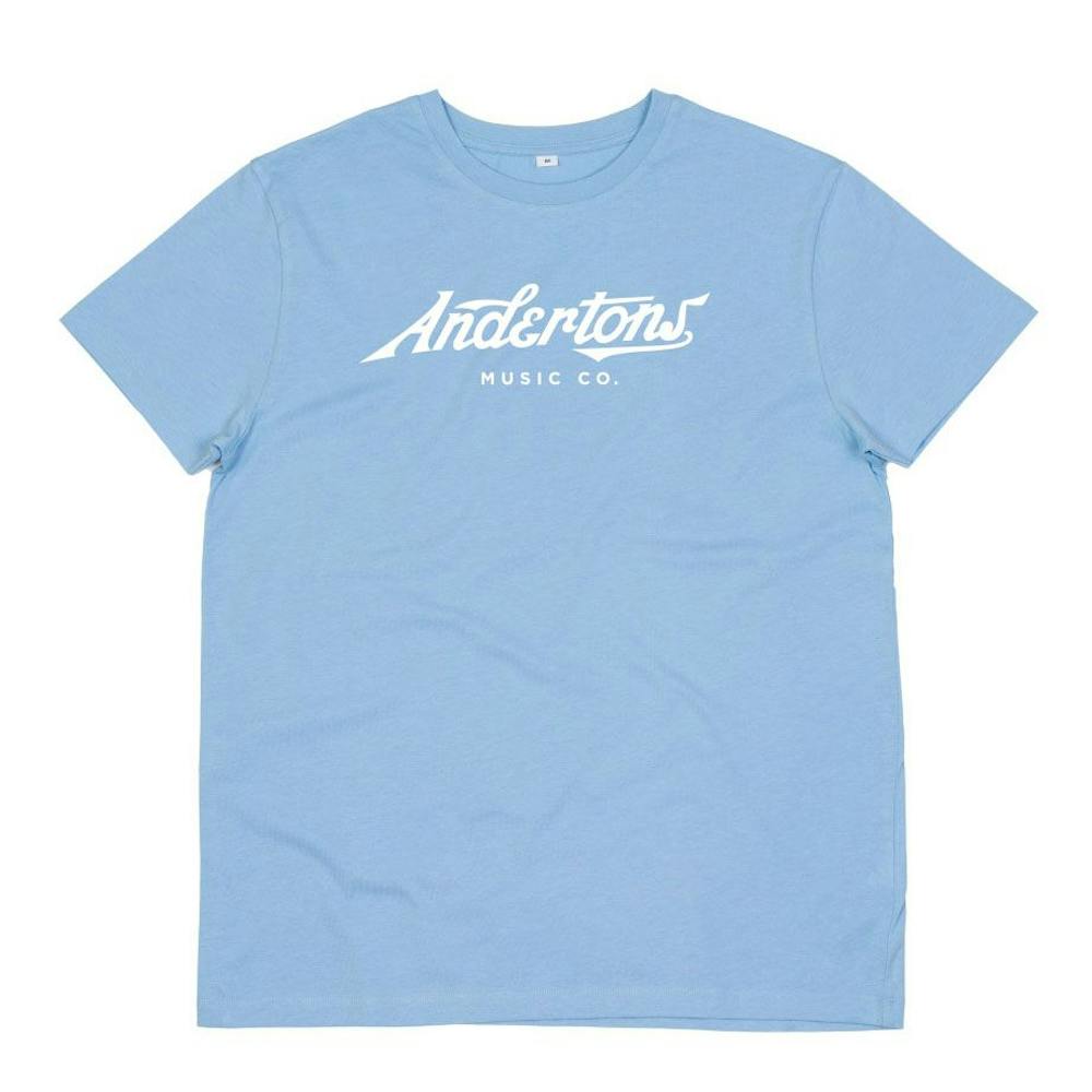 Andertons Classic Script Logo T-Shirt in Sky Blue