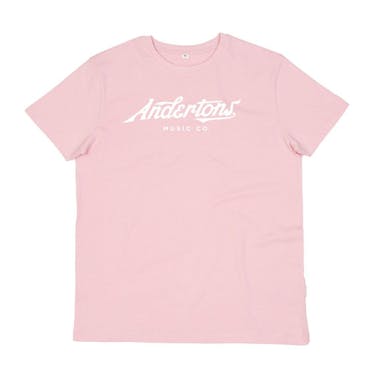 Andertons Classic Script Logo T-Shirt in Soft Pink
