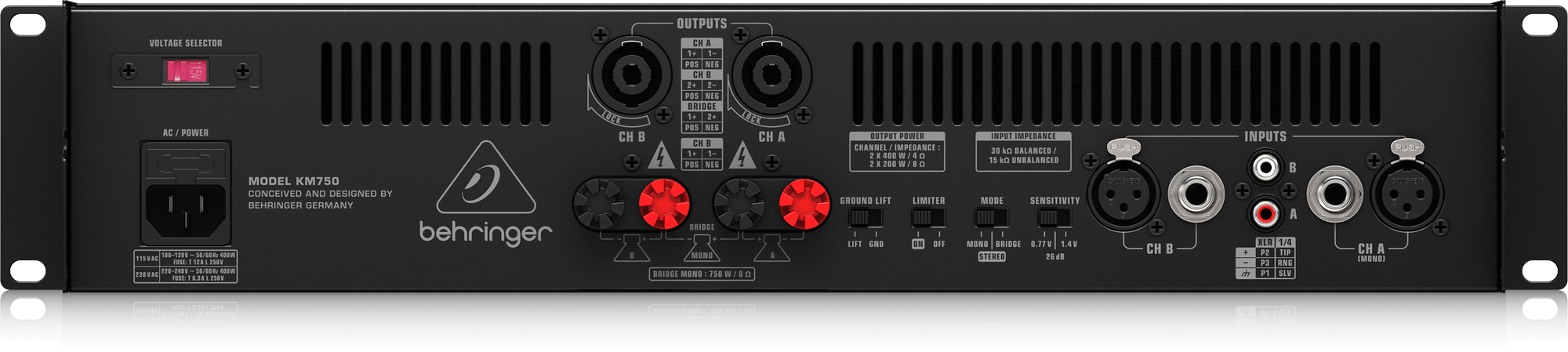 750-Watt Behringer KM750 Stereo Power Amplifier w/ATR 