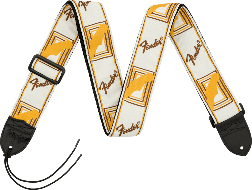 Fender 2” Monogrammed Guitar Strap in White, Brown and Yellow