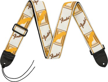 Fender 2” Monogrammed Guitar Strap in White, Brown and Yellow