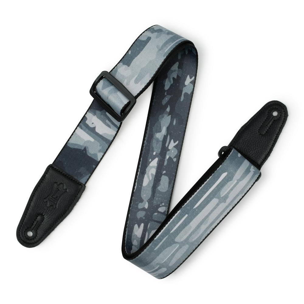 Levy Prints Polyester Guitar Strap in Grey Abstract Tree