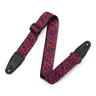 Levy Prints Polyester Guitar Strap in Purple & Red Skulls