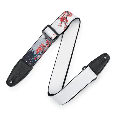 Levy Prints Polyester Guitar Strap in Cherry Blossom Snow