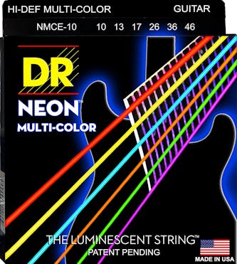 DR Strings NMCE-10 Hi-Def Neon Multicolor Coated Electric Guitar Strings Medium 10-46