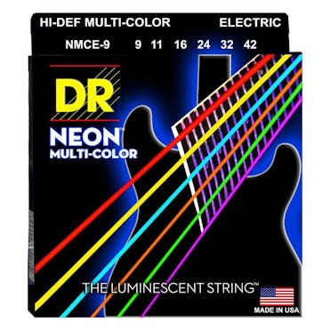 DR Strings NMCE-9 Hi-Def Neon Multicolor Coated Electric Guitar Strings Medium 9-42