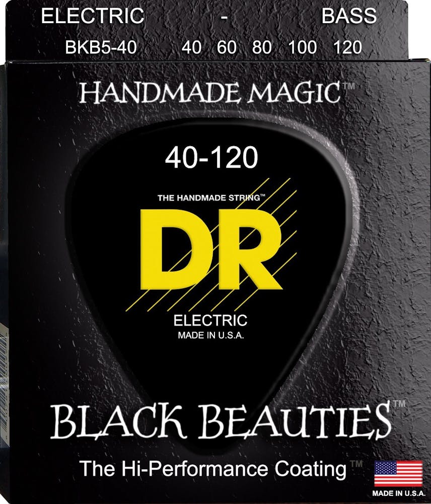 DR Strings BKB5-40 Black Beauties Black Coloured Bass Strings 5-String Light 40-120