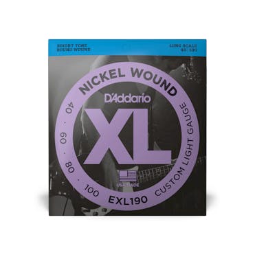 D'Addario EXL190 Nickel Wound Custom Light Bass Strings - 40-100 Long Scale