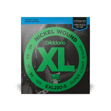 D'Addario EXL220-5 Nickel Wound Super Light 5-String Bass Strings - 40-125 Long Scale