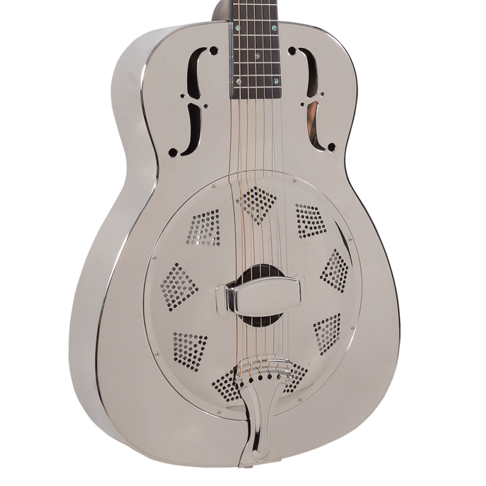 Recording King RM-998-R Style-O Bell Brass Body Resonator Guitar in Nickel with Roundhole