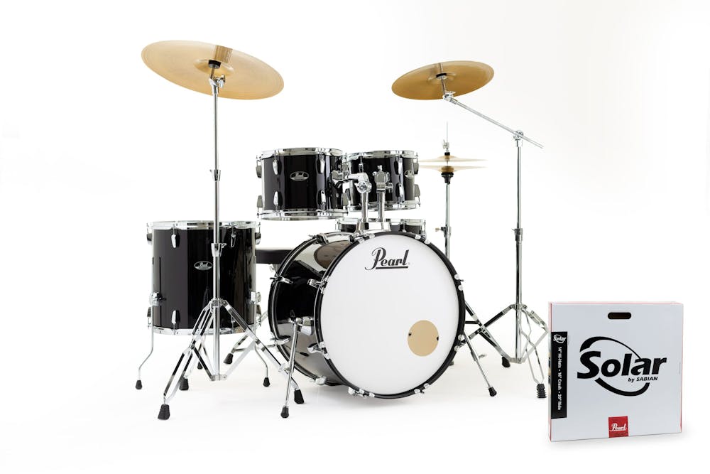 Pearl Roadshow 5 piece kit (10 x 8 Tom, 12 x 9 Tom, 16 x 16 Floor tom, 22 x 16 Bass drum, 14 x 5.5 Snare) in Jet Black
