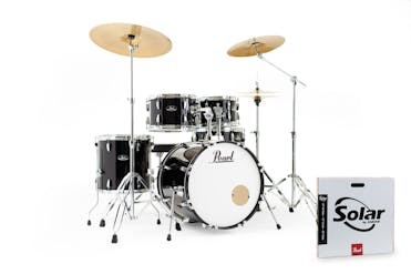 Pearl Roadshow 5 piece kit (10 x 7 Tom, 12 x 8 Tom, 14 x 14 Floor Tom, 20 x 16 Bass drum, 14 x 5 Snare) in Jet Black